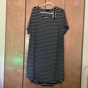 Brand New Tahari Navy and White Striped dress